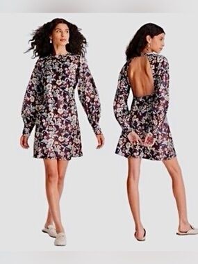 Future Collective NWT Floral Brown Long-Sleeve Shift Dress